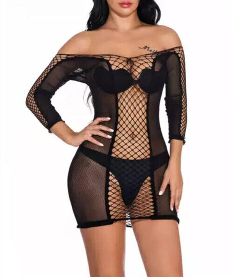 Women'S plus Size Sexy Lingerie Body Stocking Bodysuit Nightwear Mini Dress