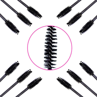 50 PCS Disposable Eyelash Brushes Mascara Wands Eye Lash Eyebrow Applicator Cosmetic Makeup Brush Tool Kits (Black)