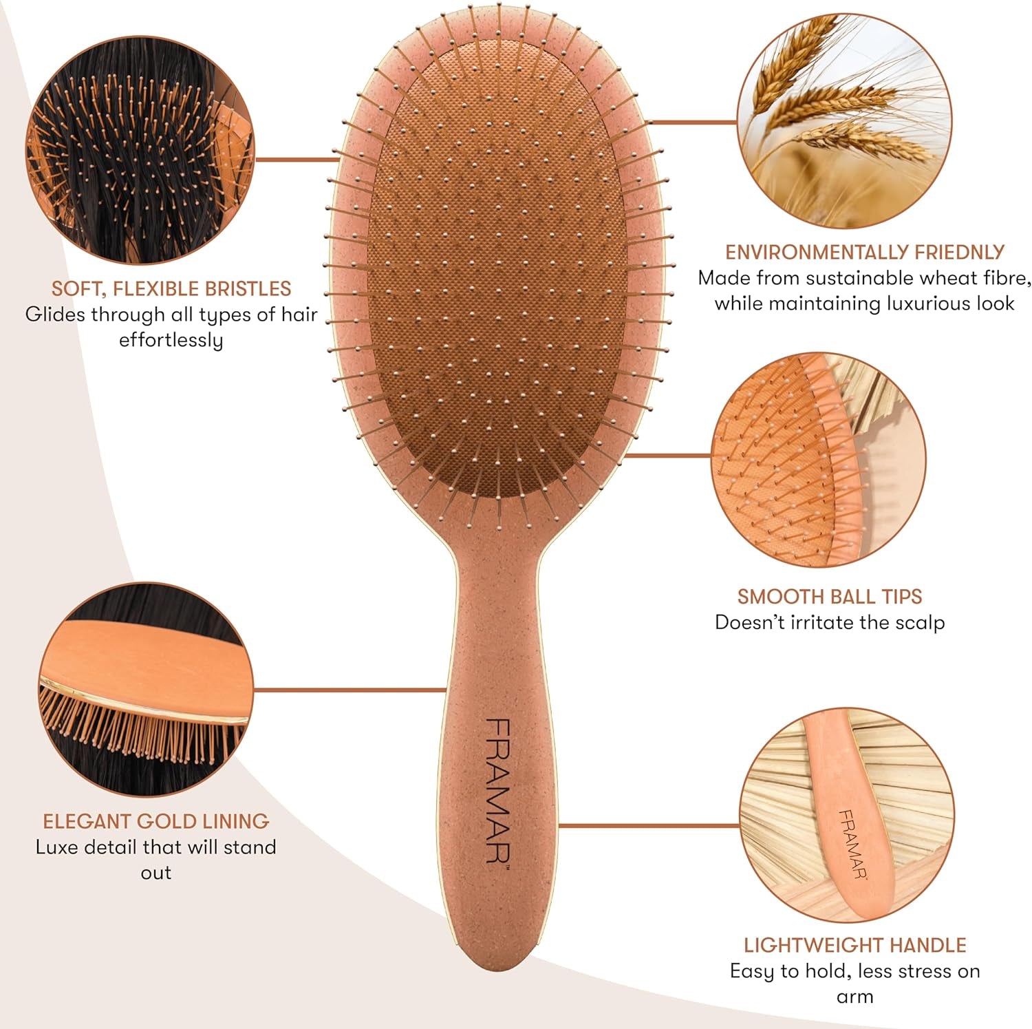 Wet Hair Brush Detangler – Curly Hair Brush Women, Hairbrushes for Women, Detangle Hairbrush, Detangling Brush Set, Detangler Hairbrush - Mojave