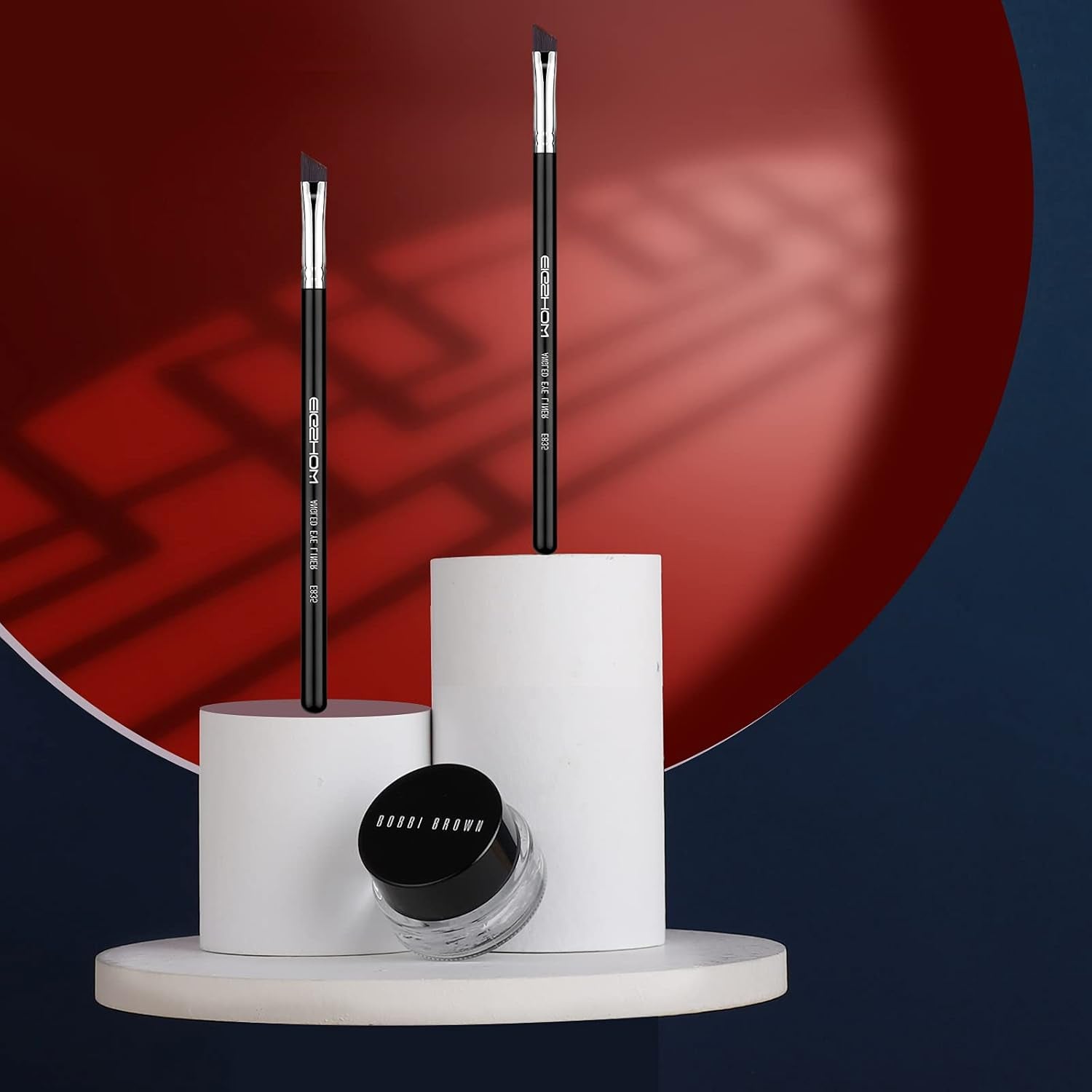 Eyeliner Makeup Brush 2PCS Makeup Angle Eyebrow Kabuki Brushes, Portable Eye Powder Foundation Brush, Beauty Cosmetic Tool (E835)