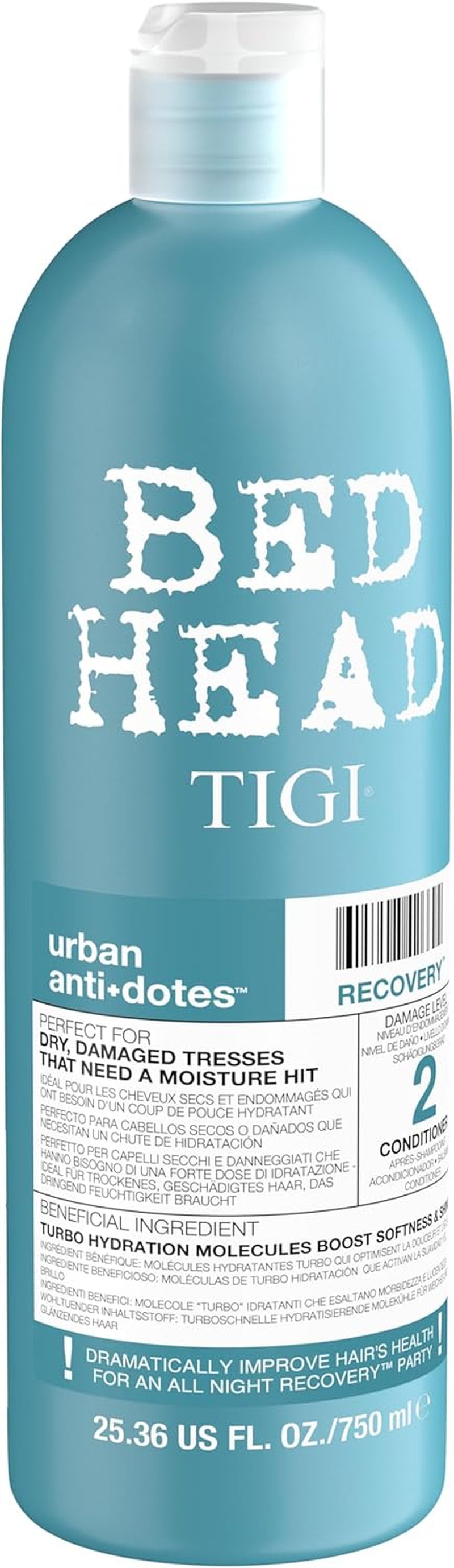 Bed Head by  Urban Antidotes Recovery 750Ml Conditioner – XXL Hydrating & Repairing Conditioner for Damaged, Dry & Brittle Hair, Smooths, Strengthens & Detangles for Salon-Quality Style & Shine